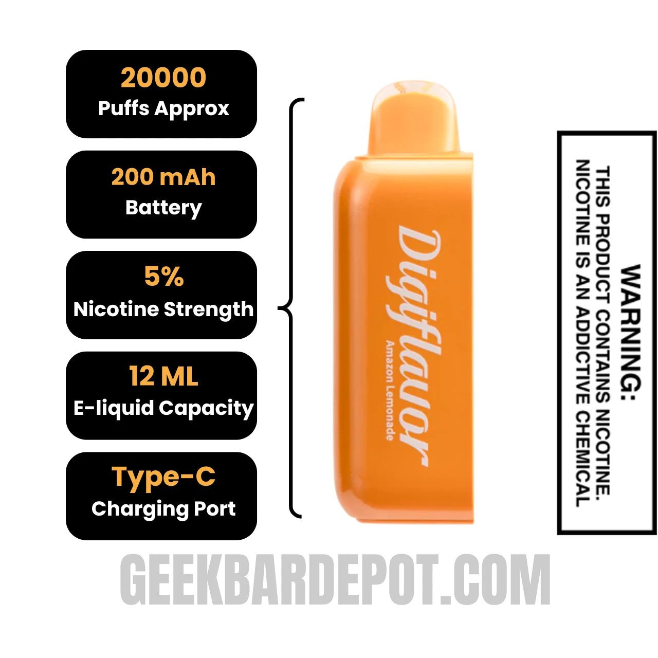 AmazonLemonadeDigiflavorBRK20KPODDisposableVapeSpecifications