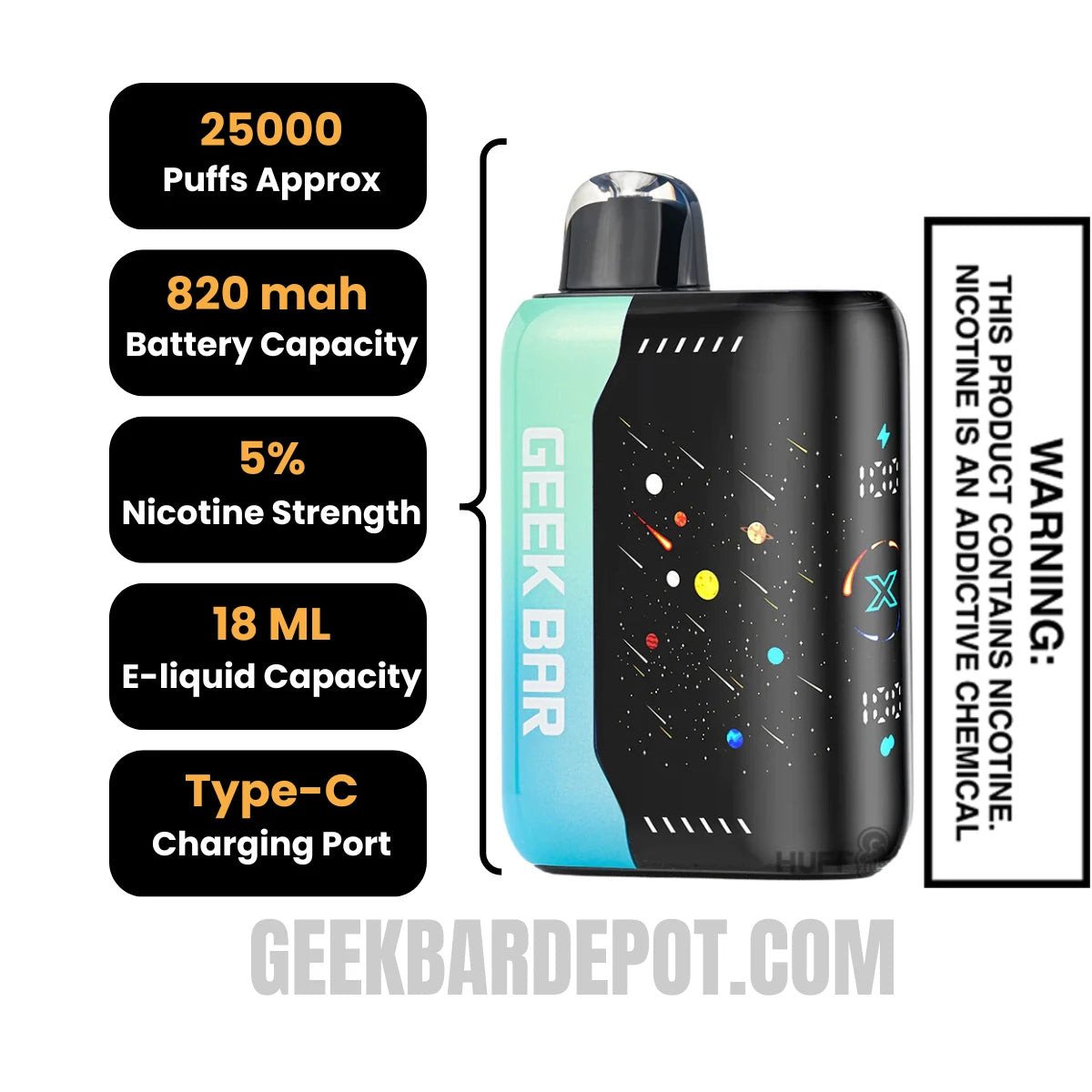 Atl Mint Geek Bar Pulse X 25K Disposable Vape Specifications