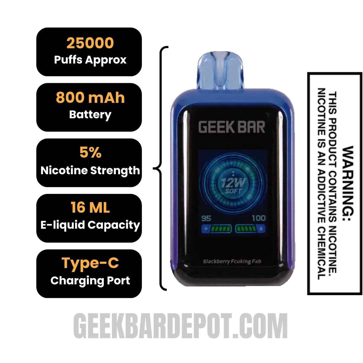 Blackberry Fcuking Fab Geek Bar Skyview Disposable Vape Specifications