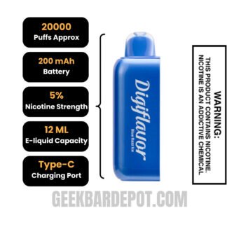 BlueRazzIceDigiflavorBRK20KPODDisposableVapeSpecifications BlueRazzIceDigiflavorBRK20KPODDisposableVapeSpecifications
