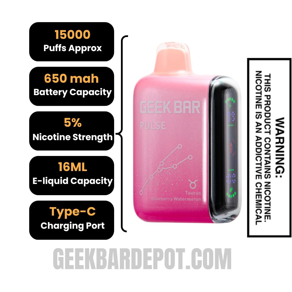 BlueberryWatermelonGeekBarPulseVape_Taurus_Specifications