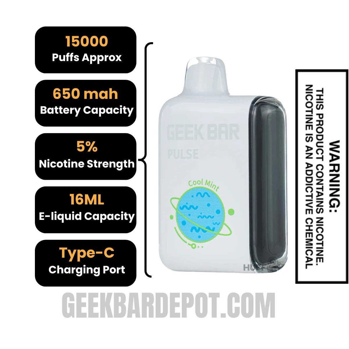Cool Mint Geek Bar Pulse X Disposable Vape Specifications