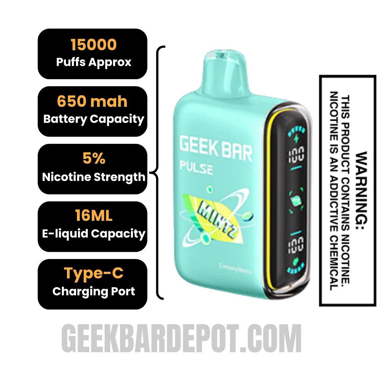 CreamymintzGeekBarPulseDisposableVapeSpecifications
