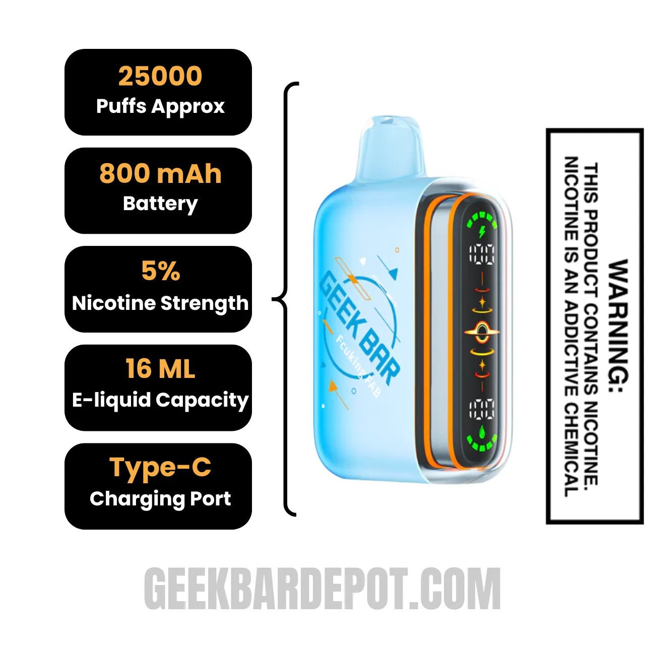 Fcuking Fab Geek Bar Pulse 2 Disposable Vape with Specifications