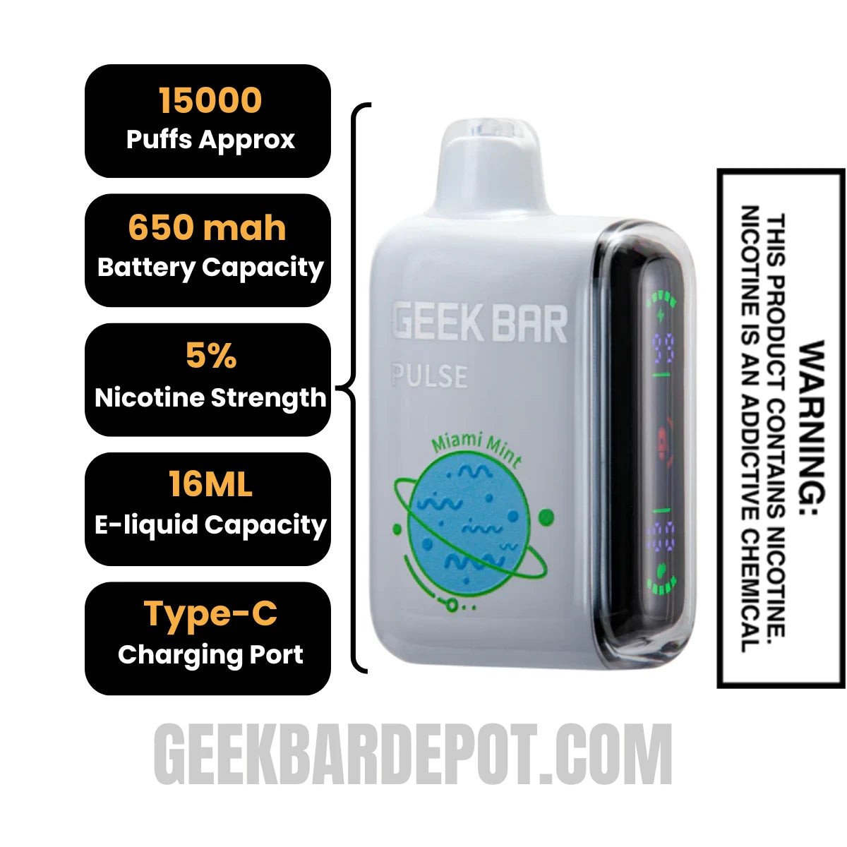 MiamiMintGeekBarPulseDisposableVapeSpecification