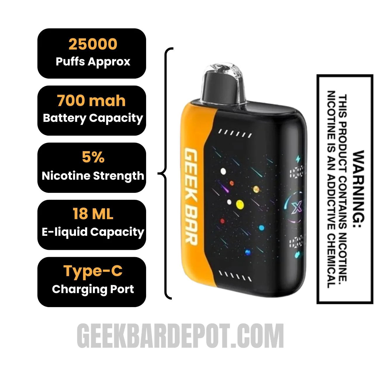 Orange Mint Geek Bar Pulse X Disposable Vape Specifications