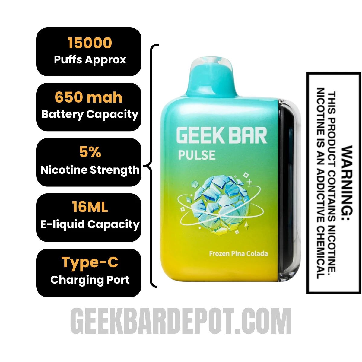 PinaColadaGeekBarPulseFrozenEditionVapeSpecification