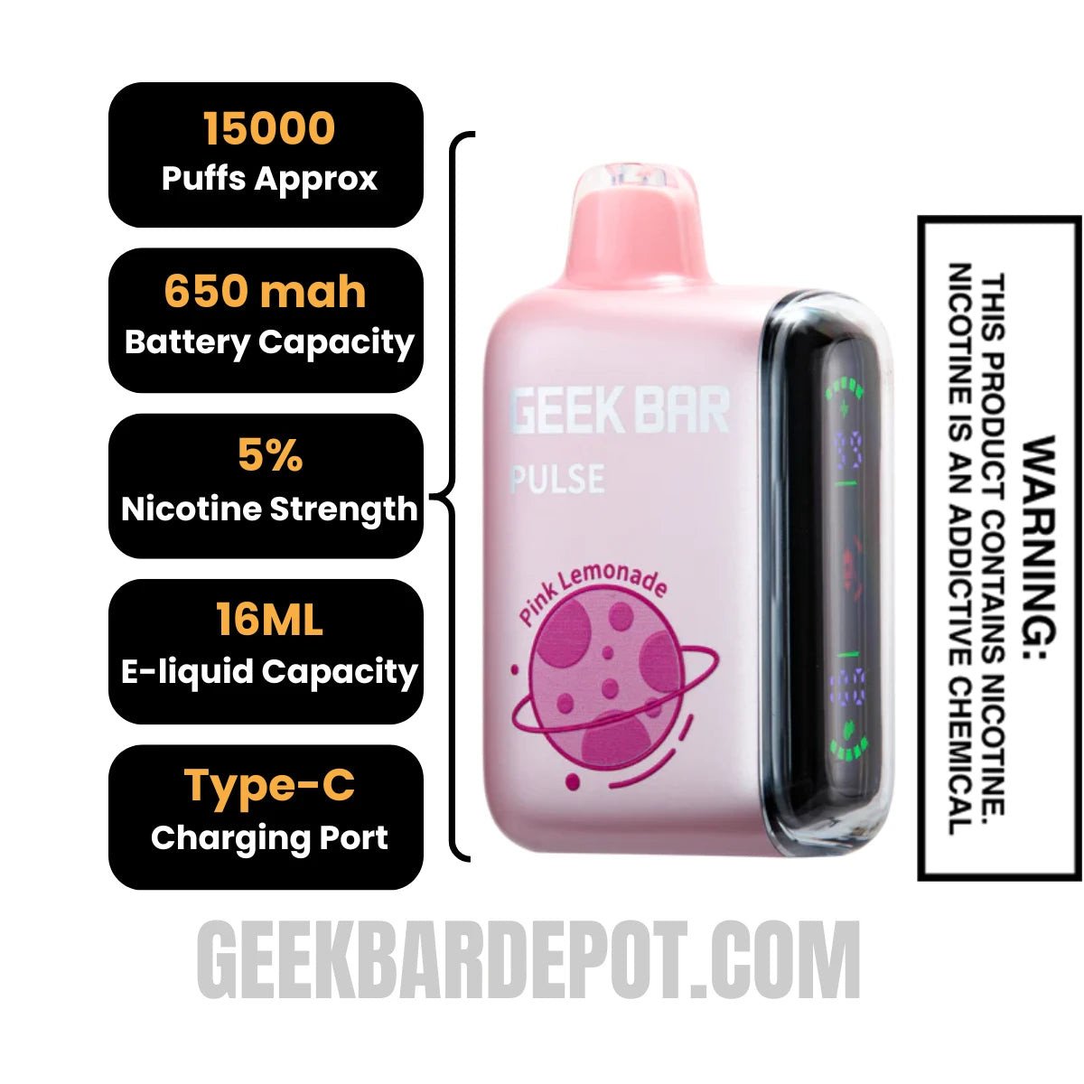 PinkLemonadeGeekBarPulseFrozenEditionVapeSpecification