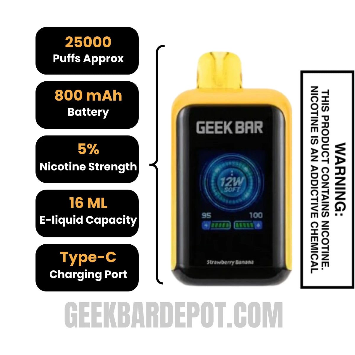 Strawberry Banana Geek Bar Skyview Disposable Vape Specifications