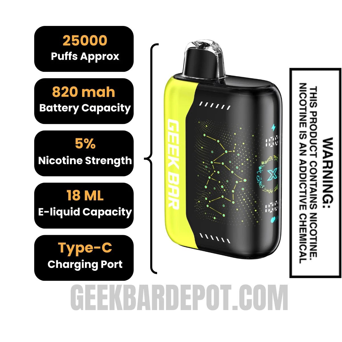 Strawberry Colada Geek Bar Pulse X Disposable Vape Specifications