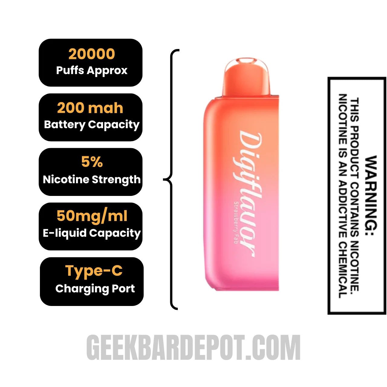 StrawberryFabDigiflavorBRK20KDisposablePodspecifications