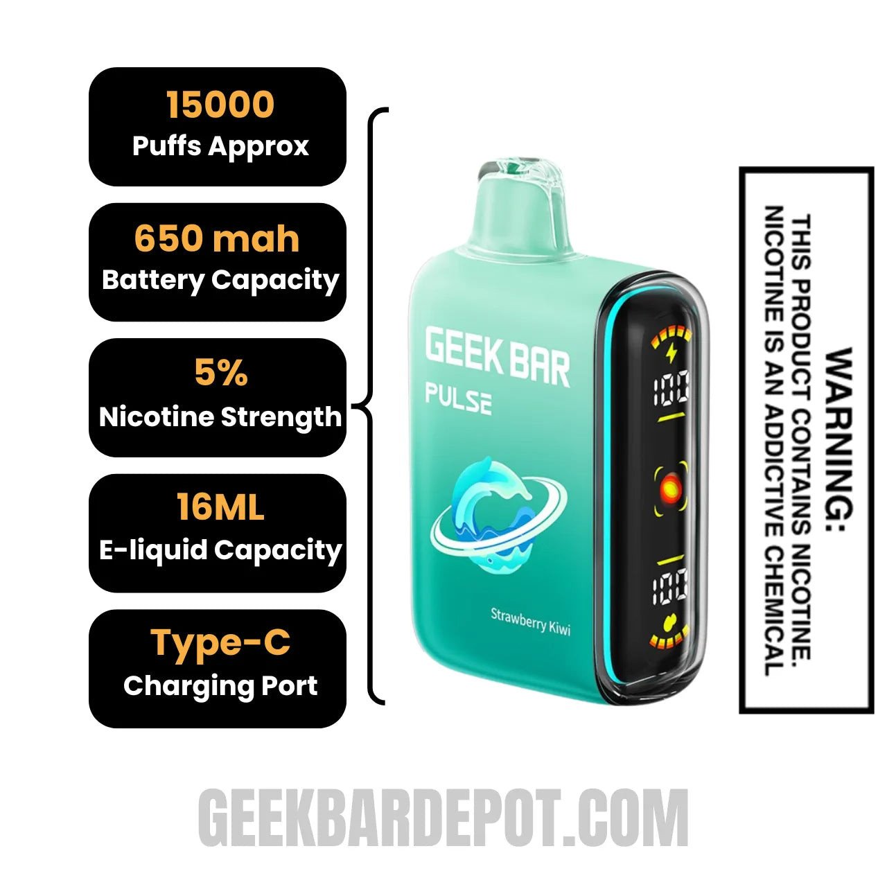 Strawberry Kiwi Geek Bar Pulse Disposable Vape Specifications