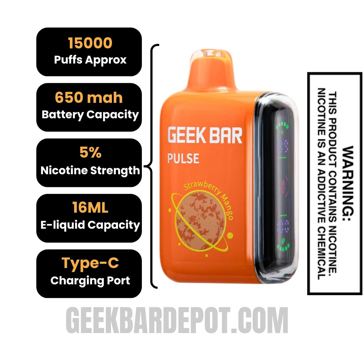 Strawberry Mango Geek Bar Pulse Disposable Vape Specification