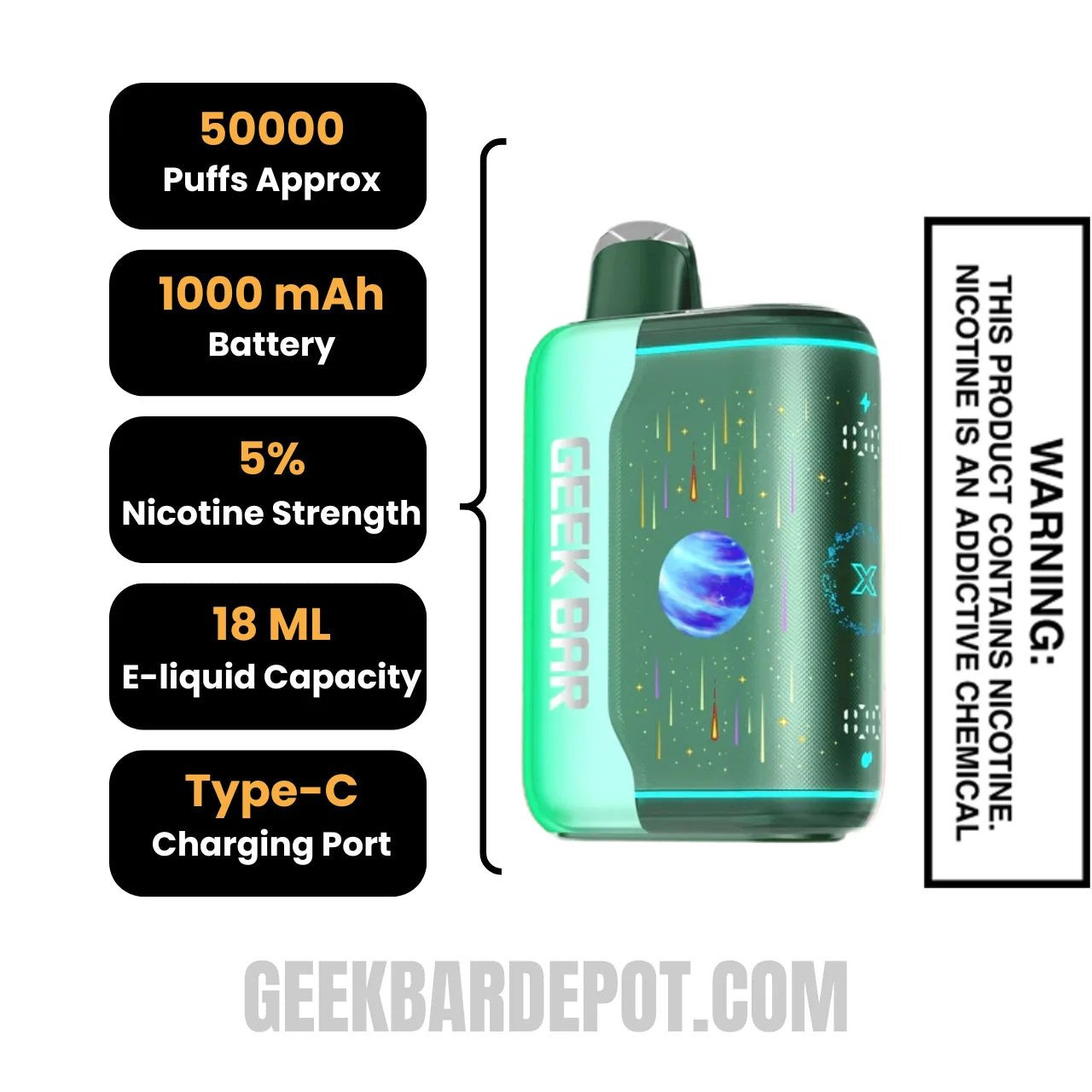 Watermelon Bull Geek Bar Pulse X2 Disposable Vape Specifications