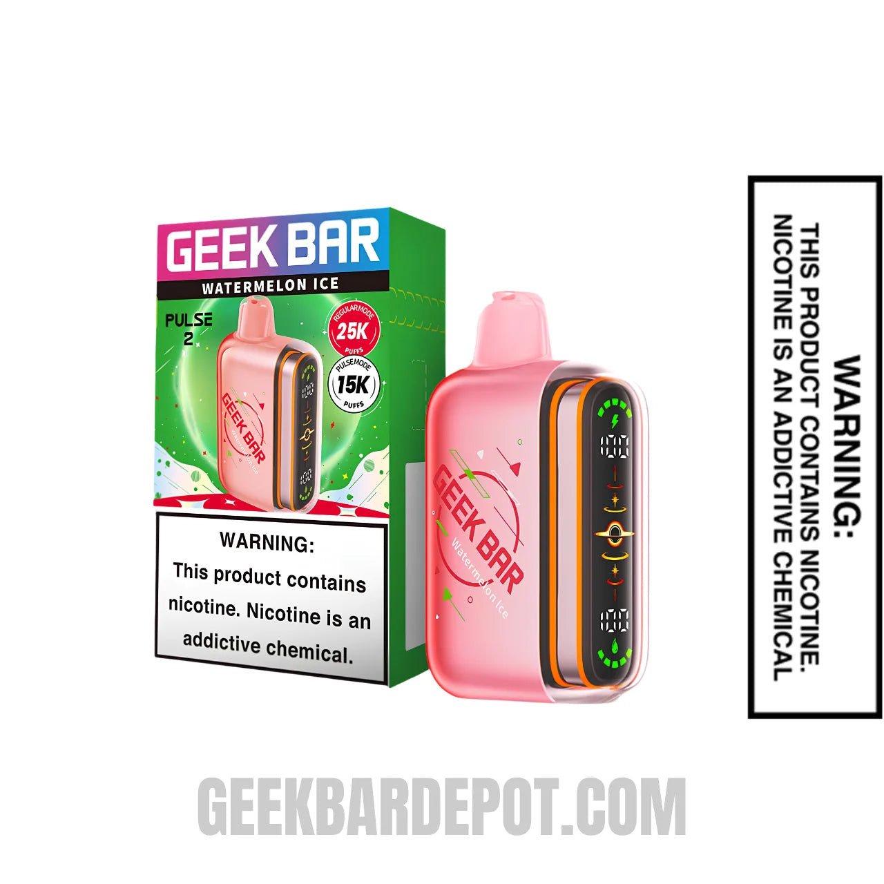 Watermelon Ice Geek Bar Pulse 2 Disposable Vape with package box